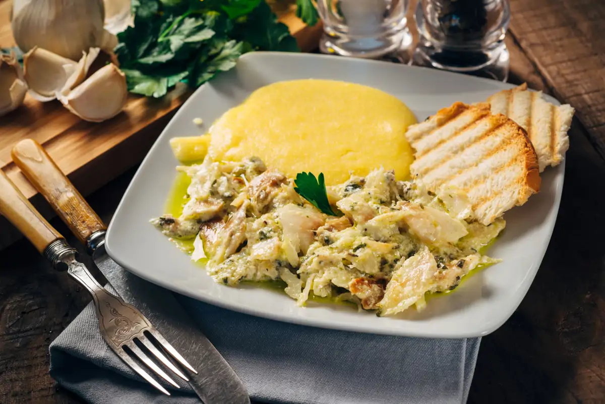 bacalao con polenta